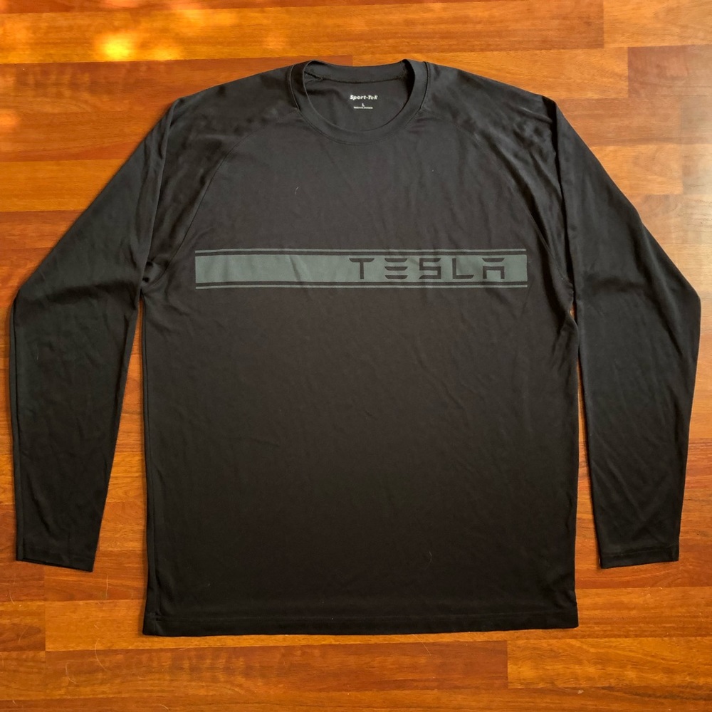 Tesla long sleeve dri fit tee black men’s Sz large